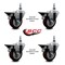 Service Caster 35 Inch Maroon Polyurethane 12 Inch Threaded Stem Caster Set with Brake SCC-TS20S3514-PPUB-MRN-PLB-121315-4 - alternate 2